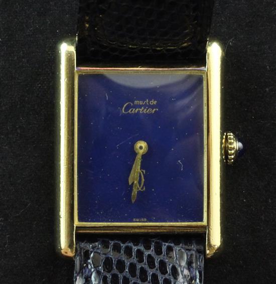 A silver gilt Must de Cartier manual wind wrist watch(-)